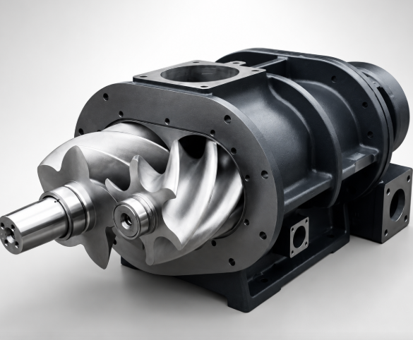 Twin screw compressor rotor assembly with machined metal rotors